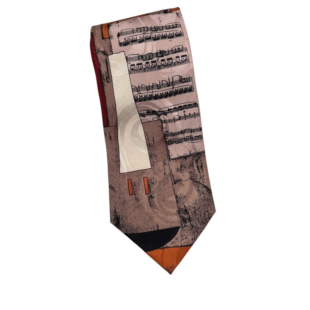 VTG Picasso Violin & Sheet Music Tie 1988 Abstract Art Musician Gift 100% Silk